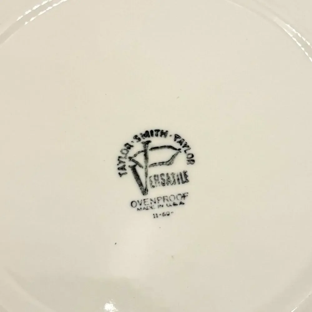Taylor, Smith & Taylor  Candlelight Dinner Plate 726696 White Brown Teal EUC